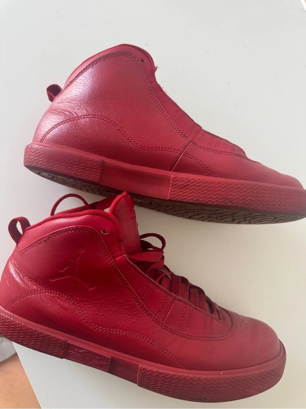 Red Air Jordan High Top Auto Clave Sneakers